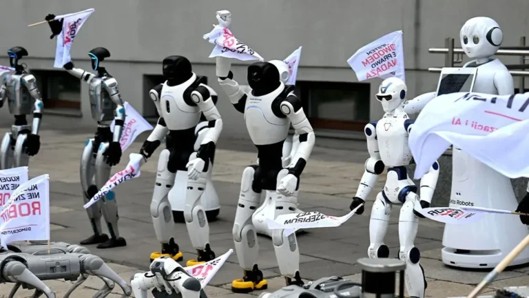 Robotët marshojnë në Poloni kundër inteligjencës artificiale Robotët marshojnë në Poloni kundër inteligjencës artificiale